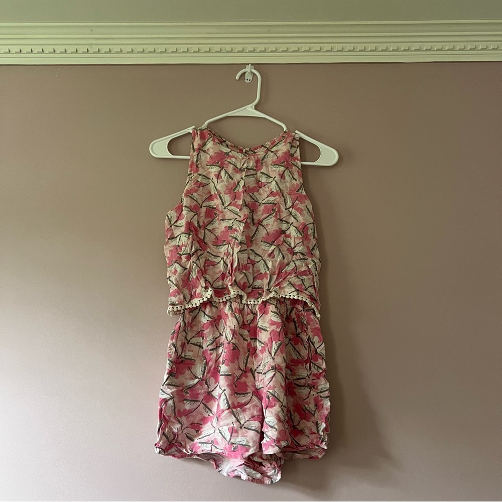 Abercrombie Kids Pink and White Patterned Romper